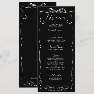 Elegant floral Gothic Wedding Menu