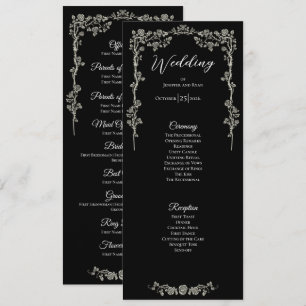 Elegant floral Gothic Wedding Program Menu