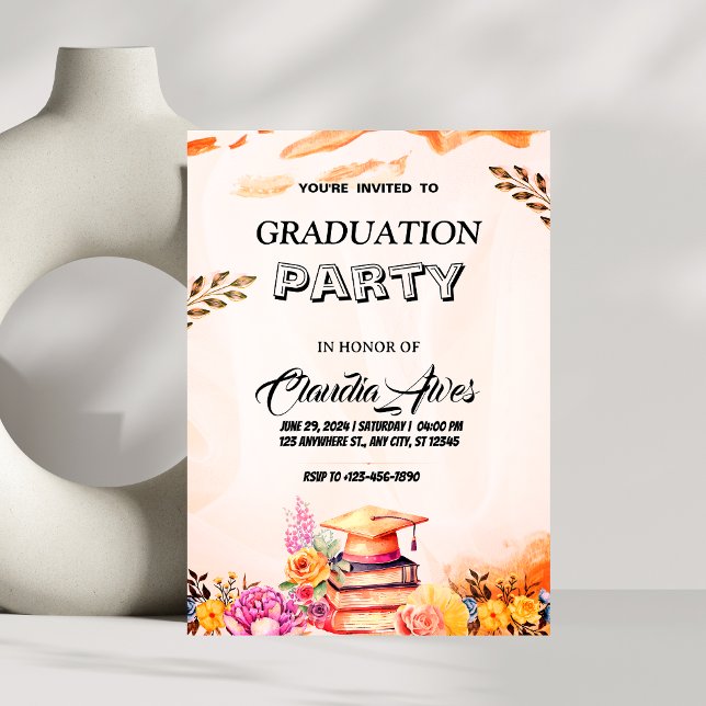 Elegant Floral Graduation Party Invitation (Creator Uploaded)