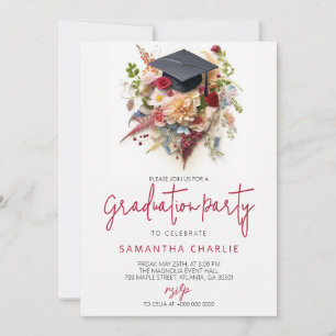 Elegant Floral Graduation Party Invitation