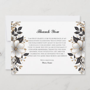 Elegant Floral Graduation Thank You Card