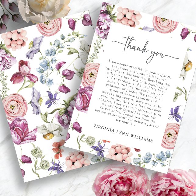 Elegant Floral Graduation Thank You Card (Elegant Floral Watercolor Graduation Thank You Card by Painted Paperie
)