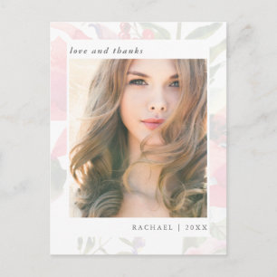 Elegant Floral Graduation Thank You Photo Postcard