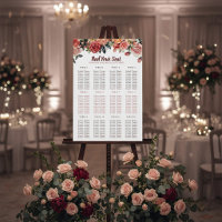 Elegant Floral & Gray Striped Wedding Guest Seatin