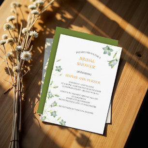 Elegant Floral Green Bellflower Bridal Shower Invitation