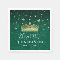 Elegant Floral Green Gold Crown Birthday Template