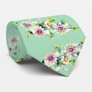 Elegant Floral Green Groom Wedding Tie