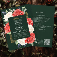 Elegant Floral Green Muslim Wedding QR Code
