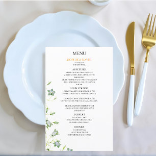 Elegant Floral Green Wedding Budget Menu