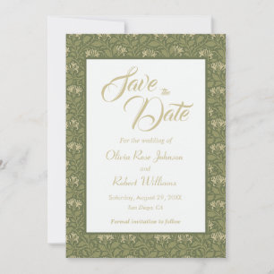 Elegant Floral Green Wedding Save the Date