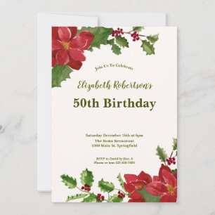 Elegant Floral Greenery 50th Birthday Invitation