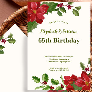 Elegant Floral Greenery 65th Birthday Invitation