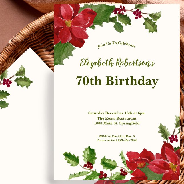 Elegant Floral Greenery 70th Birthday Invitation (Creator Uploaded)