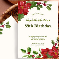 Elegant Floral Greenery 89th Birthday Invitation