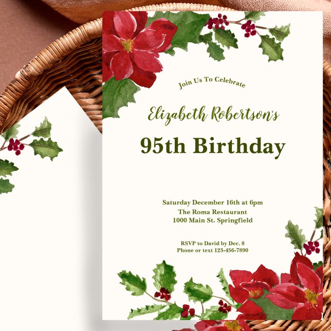 Elegant Floral Greenery 95th Birthday Invitation (Creator Uploaded)