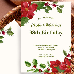 Elegant Floral Greenery 98th Birthday Invitation