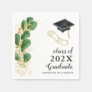 Elegant Floral Greenery Class of 2024 Graduation Napkin