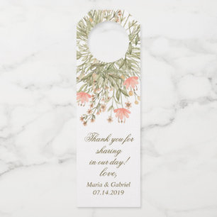 Elegant Floral Greenery. Country  wedding Bottle Tag