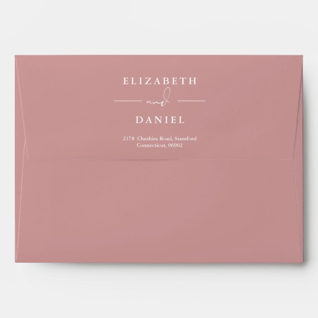 Elegant Floral Greenery Dusty Rose Return Address Envelope (Back (Top Flap))