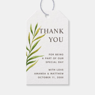 Elegant floral greenery leaves wedding thank you gift tags