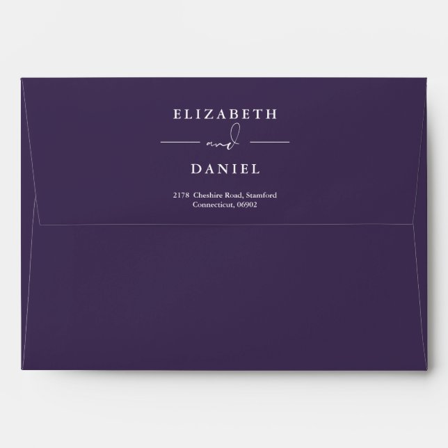 Elegant Floral Greenery Purple Return Address Envelope (Back (Top Flap))