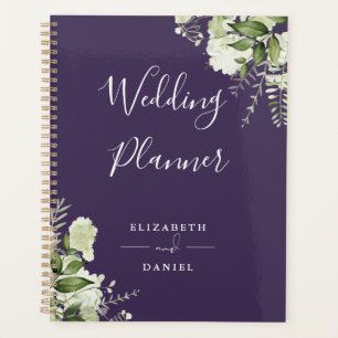 Elegant Floral Greenery Purple Wedding Planner
