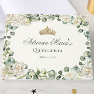 Elegant Floral Greenery Quinceanera Guest Book