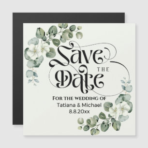 elegant floral greenery save the date wedding  magnetic invitation