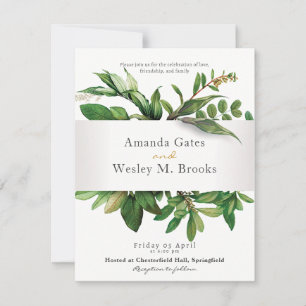 Elegant Floral Greenery Wedding Reception Invitation