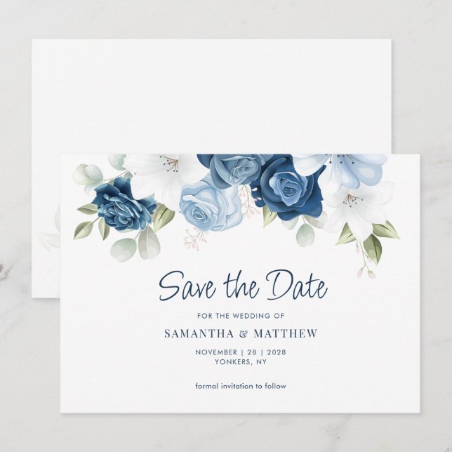 Elegant Floral Greenery Wedding Save The Date (Front/Back)