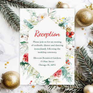Elegant Floral Greenery Winter Wedding Reception Enclosure Card