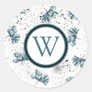 Elegant Floral Grunge Monogram Classic Round Sticker