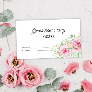 Elegant Floral guess how many kisses bridal game Enclosure Card