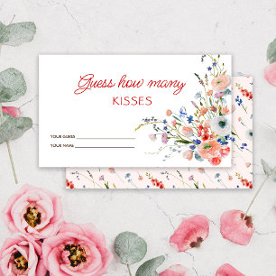 Elegant Floral guess how many kisses bridal game Enclosure Card