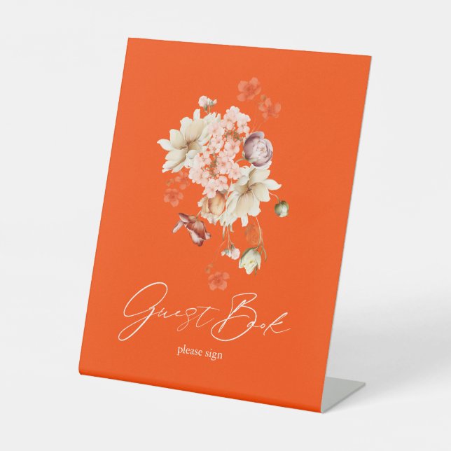 Elegant Floral Guest Book Sign (Front)