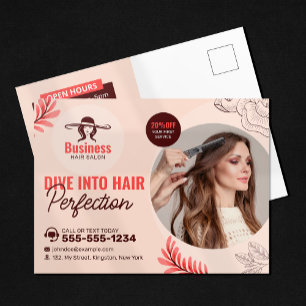 Elegant Floral Hair Salon Hair Stylist Makeup Art Postcard