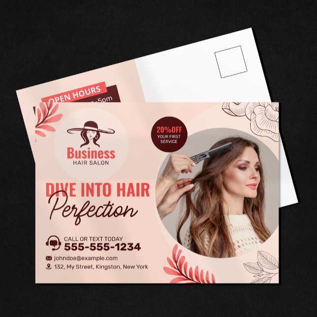 Elegant Floral Hair Salon Hair Stylist Makeup Art Postcard (Creator Uploaded)