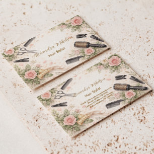 Elegant Floral Hair Studio Business Card