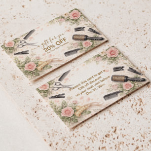Elegant Floral Hair Studio Business Discount Card