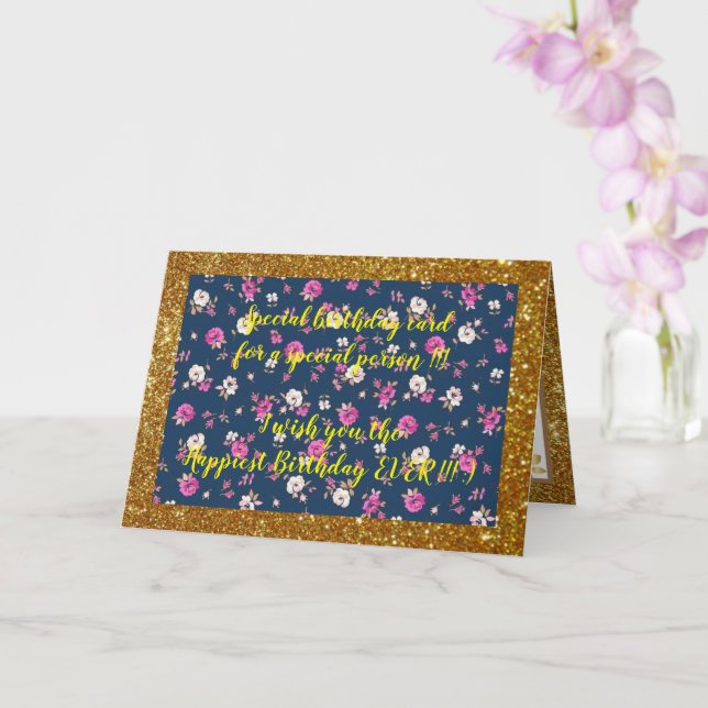 Elegant Floral Happiest Birthday Card (Orchid)