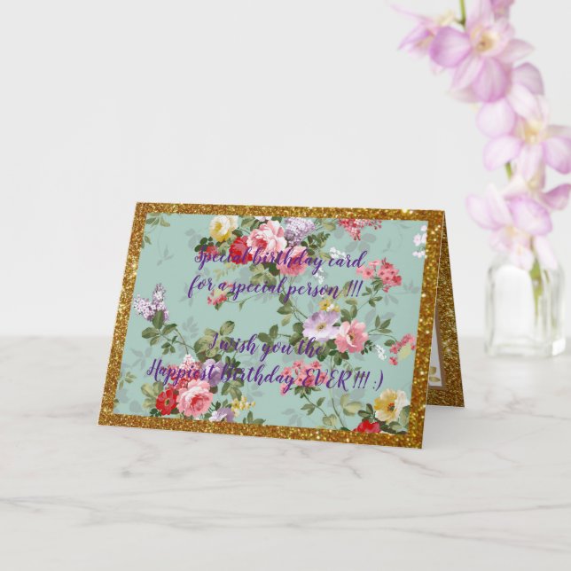 Elegant Floral Happiest Birthday Card (Orchid)
