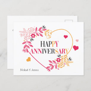 Elegant Floral Happy Anniversary Card