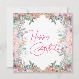 Elegant Floral Happy Birthday Card