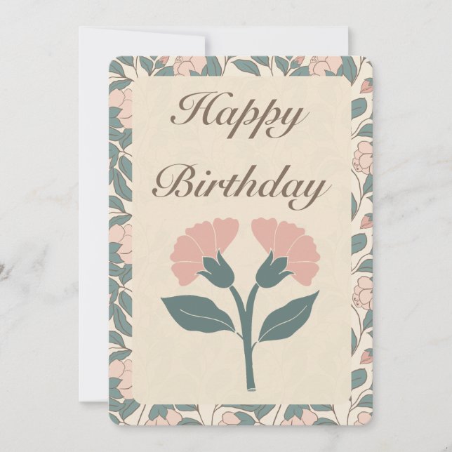 Elegant Floral Happy Birthday Card (Front)