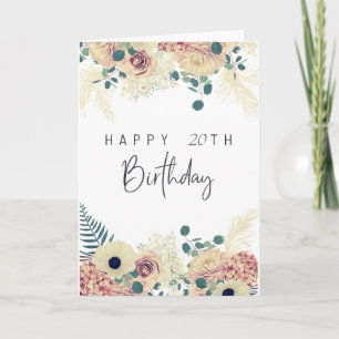 Elegant Floral Happy Birthday Card – Customisable 