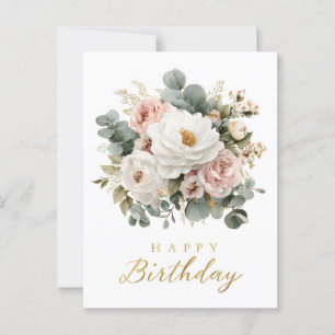 Elegant Floral "Happy Birthday"  Postcard