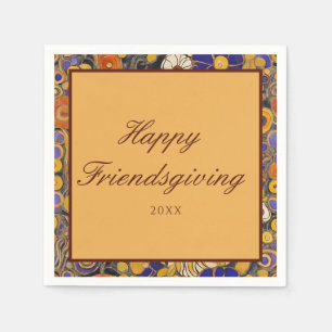 Elegant Floral Happy Friendsgiving Napkin