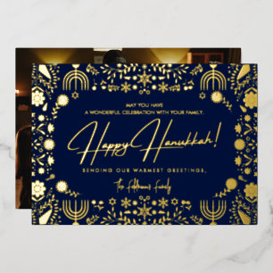 Elegant Floral Happy Hanukkah Family Photo