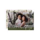 Elegant Floral Happy Holidays Olive Green Photo   