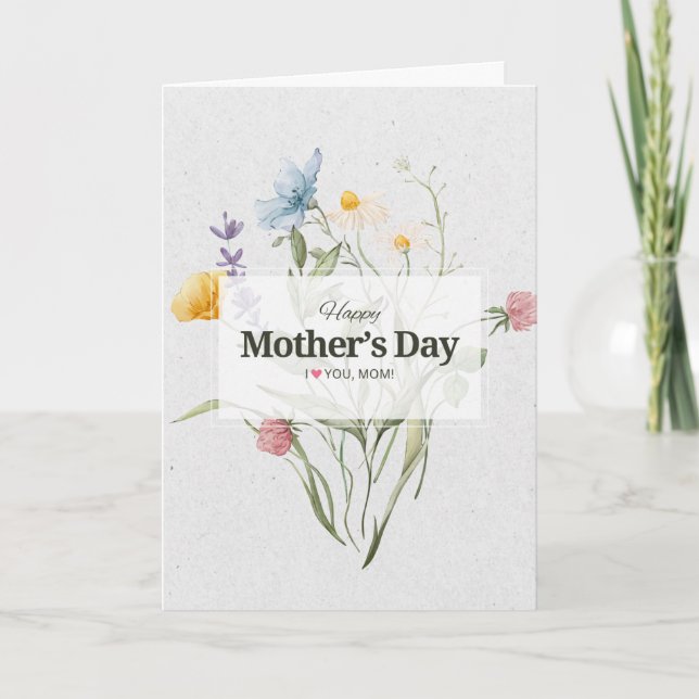 Elegant Floral Happy Mother’s Day Watercolor  Card (Front)